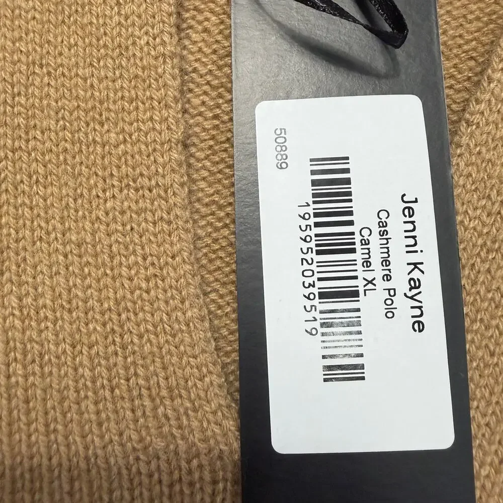 Jenni Kayne NWT Cashmere Frances Polo Sweater Camel Size XL 100% Cashmere